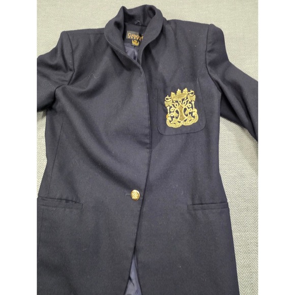 Classiques Entier Navy Wool Blazer Gold Crest Button Vintage Made in Japan XS - Picture 11 of 13
